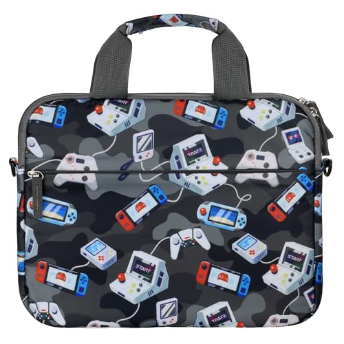 Foxstory Kids Tablet Bag for Boys Kids Tablet Carrying Case for Fire HD 10 HD 8 Fire 7 Sleeve Bag Kid Kindle Bag iPad Bag for Kid Games Camo Black
