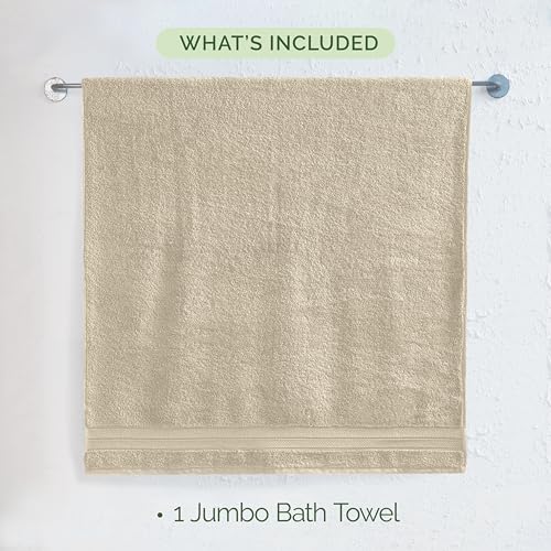 Image of Elegant Comfort Three Line Popcorn Towel Set for Bathroom 35 x 70 inches, Premium Hotel Quality 1-Pack Jumbo Towels, 100% Turkish Cotton, Soft and Durable, Quick Dry and Highly Absorbent, Ivory