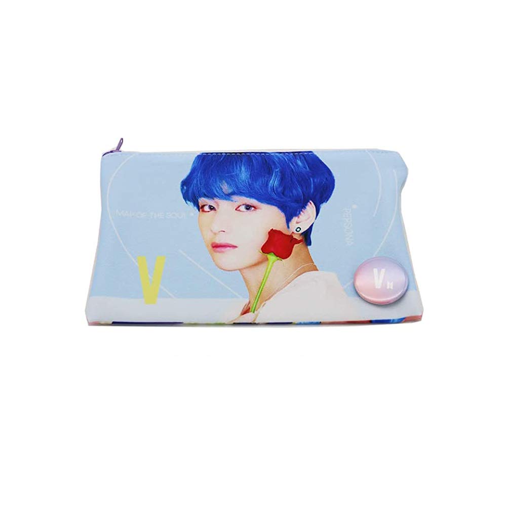 BTS V Member's Photo Pouch Pencil Case with Button Badge (V