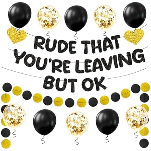 Black Gold Rude Farewell Party Banner Cover