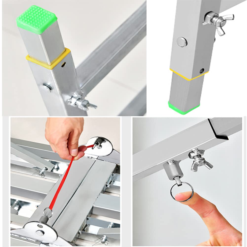 Andamio De Aluminio Escalera De Andamio Plegable Multiusos Ajustable Alta Capacidad De 882 Libras Diseño De Superficie Antideslizante para Decoración Interior Y Exterior