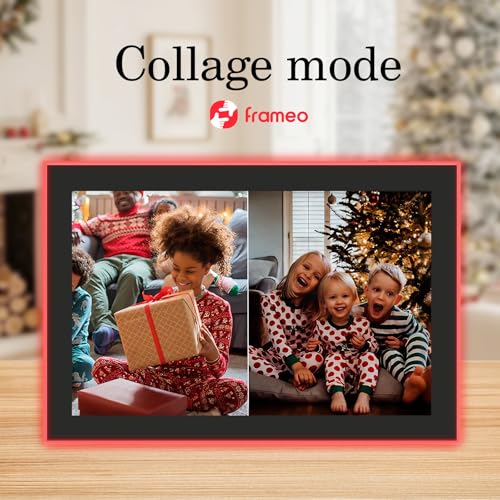 Image of 32GB FRAMEO 10.1 Inch WiFi Digital Photo Frame with Neon Light, 1280x800 HD IPS LCD Touch Screen, Auto-Rotate, 32GB Storage, Support USB Drive /SD Card Extend Storage, Share Moments via Frameo App