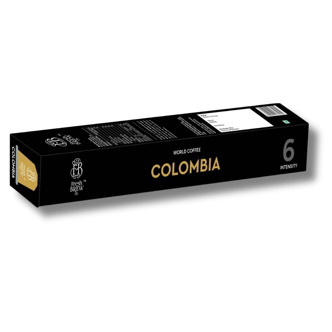 Fresh Brew Co. World Coffee: Colombia | Intensity 6 | Smooth & Flavorful Coffee | 10 Compatible Aluminium Capsules | 100% Arabica | Perfect for Coffee Enthusiasts (B079M4VPXD) Amazon Price History, Amazon Price Tracker