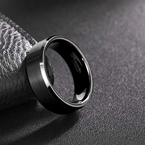 Image of Frank S.Burton Tungsten Ring for Men Women 3mm 4mm 6mm 8mm Beveled Edge Matte Silver Band Comfort Fit Size 4-15