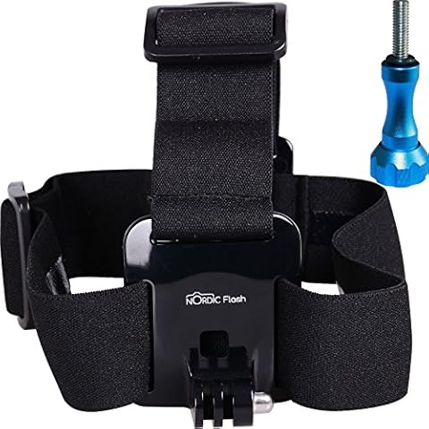 Head Strap Mount for GoPro Cameras - Headband Harness + Aluminum Thumbscrew - Fits All Go Pro Hero Models, HERO4, HERO3+ Black Edition, HERO3, HERO2, HERO1, HD & SJ4000 etc. - 1 Year Warranty Cover