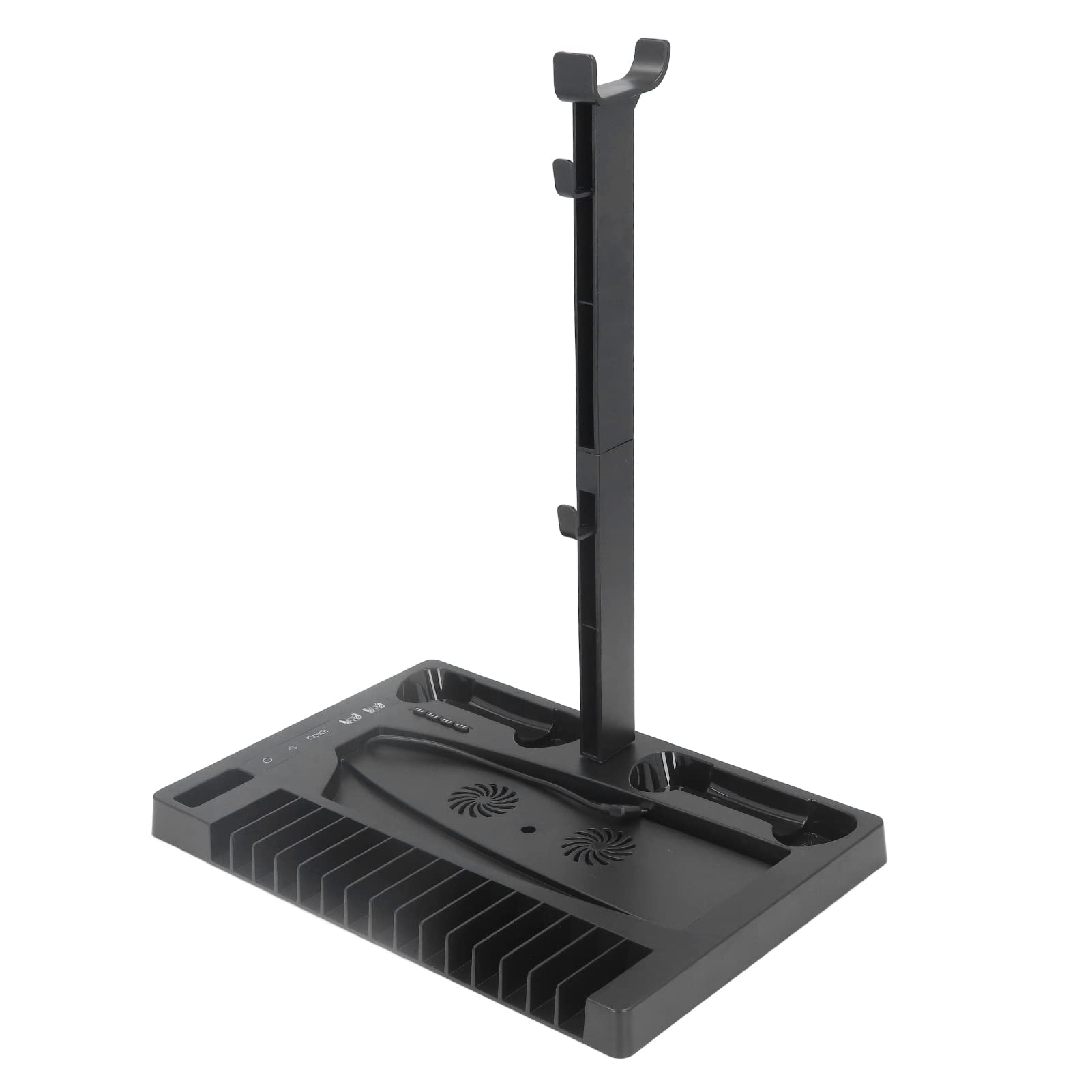 PS5 Soporte Vertical Ventilador de Refrigeración Estación de Carga de Controlador Dual Profesional con Soporte para Auriculares Bandeja de Almacenamiento