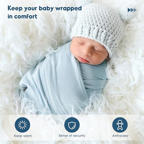 GRSSDER 2 Pack Newborn Swaddle Blanket, Ultra Soft Stretchy Jersey Knit Extra Large Size 33 x 44 Receiving Blankets for Easy Swaddling Baby Snug and Cozy - Thumbnail 2