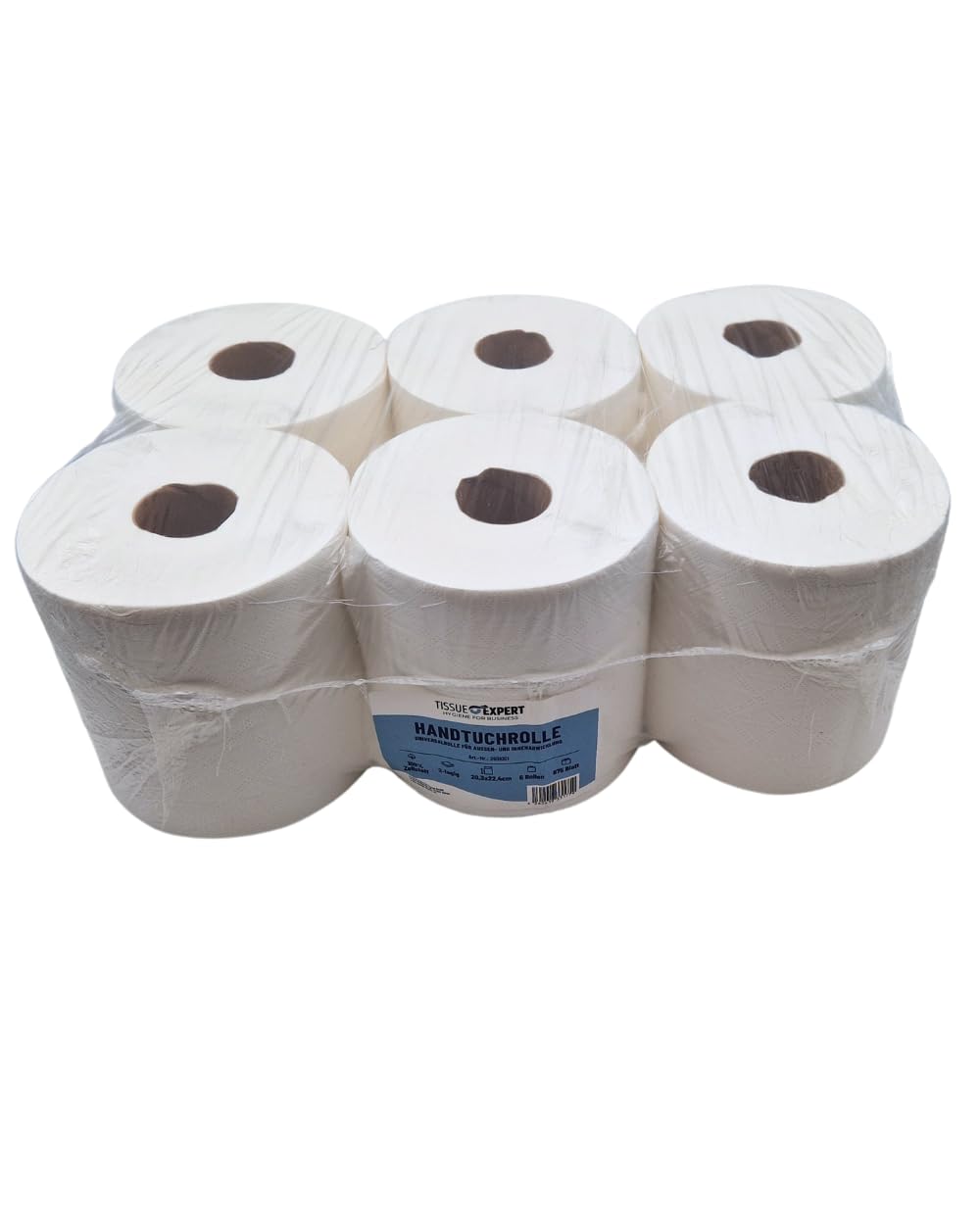 Rotoli per asciugamani, 6 rotoli universali, asciugamani di carta, 2 strati, 675 fogli per rotolo, bianco, carta perforata, applicazione interna ed esterna