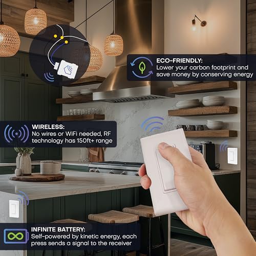 Image of RunLessWire 4-Way Battery-Free Wireless Light Switch Kit - Gray