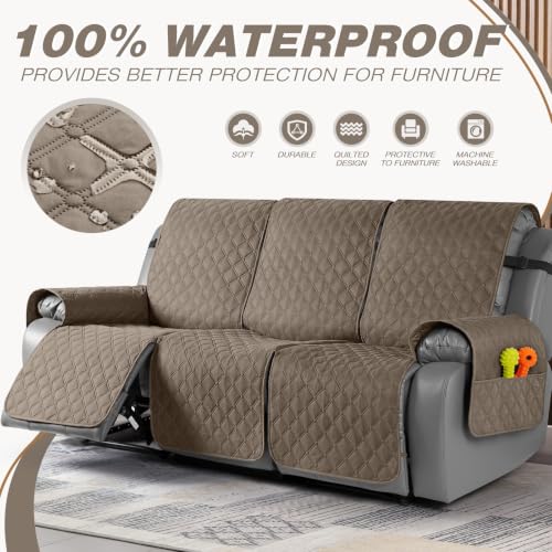 Image of TAOCOCO 100% Waterproof Recliner Sofa Covers Reversible, Taupe