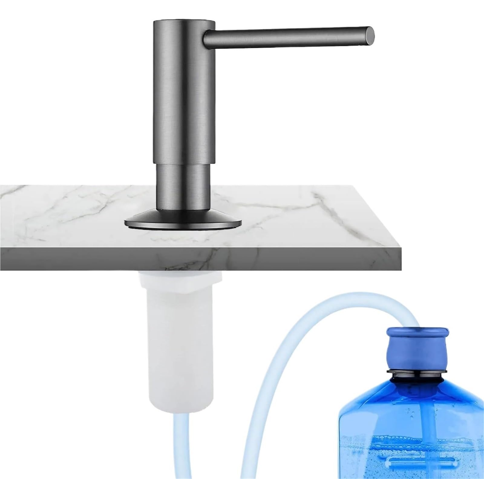 Sink Soap Dispenser Brass Kitchen Sink Soap Dispenser Built-in | 17oz Refillable Countertop Pump With 120mm Extension Tube Rustproof Bathroom(Dark Grey)