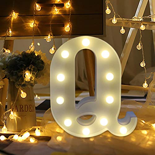 Balloonistics LED Marquee Letter Lights Sign Light Up Alphabet Letters for Wedding Birthday Party Christmas Home Bar Decoration; Warm White (Alphabet Q) (B0992MMRM3) Amazon Price History, Amazon Price Tracker