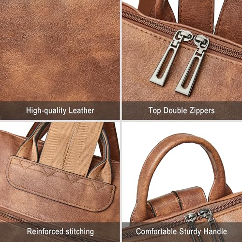 Image of Shrrie Vegan Leather Laptop Backpack for Women 15.6 inch Work Backpack Fashion Travel Backpack Purse for Travel College Work