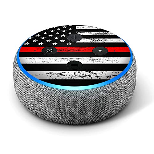 Thin Red Line - Vinyl Decal Skin Compatible with Amazon Echo Dot 3rd Generation Alexa - Decorations for Your Smart Home Speakers, Great Accessories Gift for mom, dad, Birthday, Kids