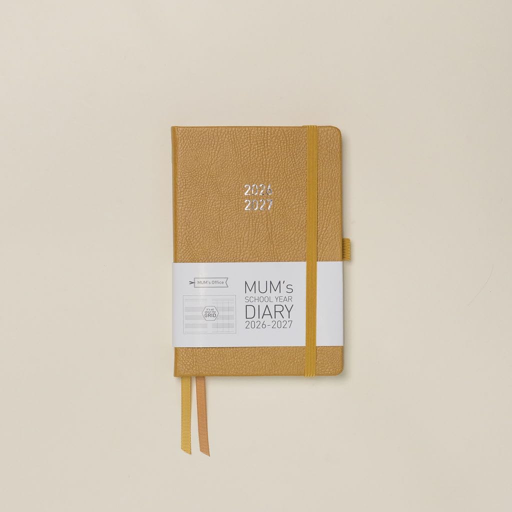 Mum's School Year Diary 2026-27 (Mustard) - Medium sized Academic 2026-27 diary - Aug 2026 to Aug 2027 - Week-To-View with 4 column GRID layout - organise the scheduling chaos of busy family life