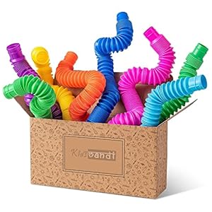 Kids Mandi Pop Tubes Sensory Fidget Toy | Reduce Stress for Autism, Stocking Suffers Bendable Stemming Adjustable | Music Pipe | Toddlers Sensory Toys for Kids (Pack of 6)