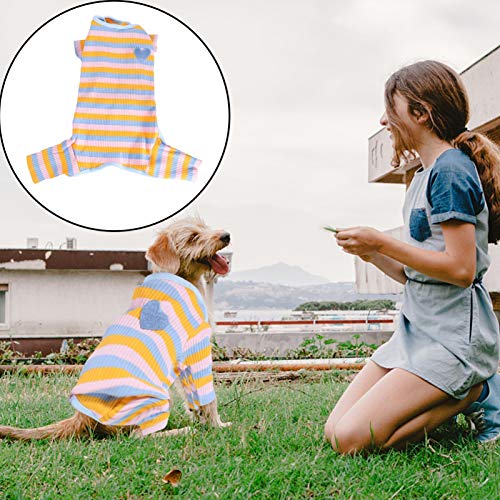 VILLCASE Pijama para Cachorro Filhote de Cachorro Listrado Macacão de Quatro Pernas Macacão Macacão