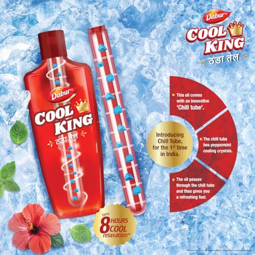 Image of Dabur Oil Ayurvedic Cool King Thanda Tel - 470ml | Power of 11 Ayurvedic Herbs | Relaxing & Refreshing Cooling Effect | Relieves Headache, Fatigue, Sleeplessness & Stress | Suitable for Men & Women