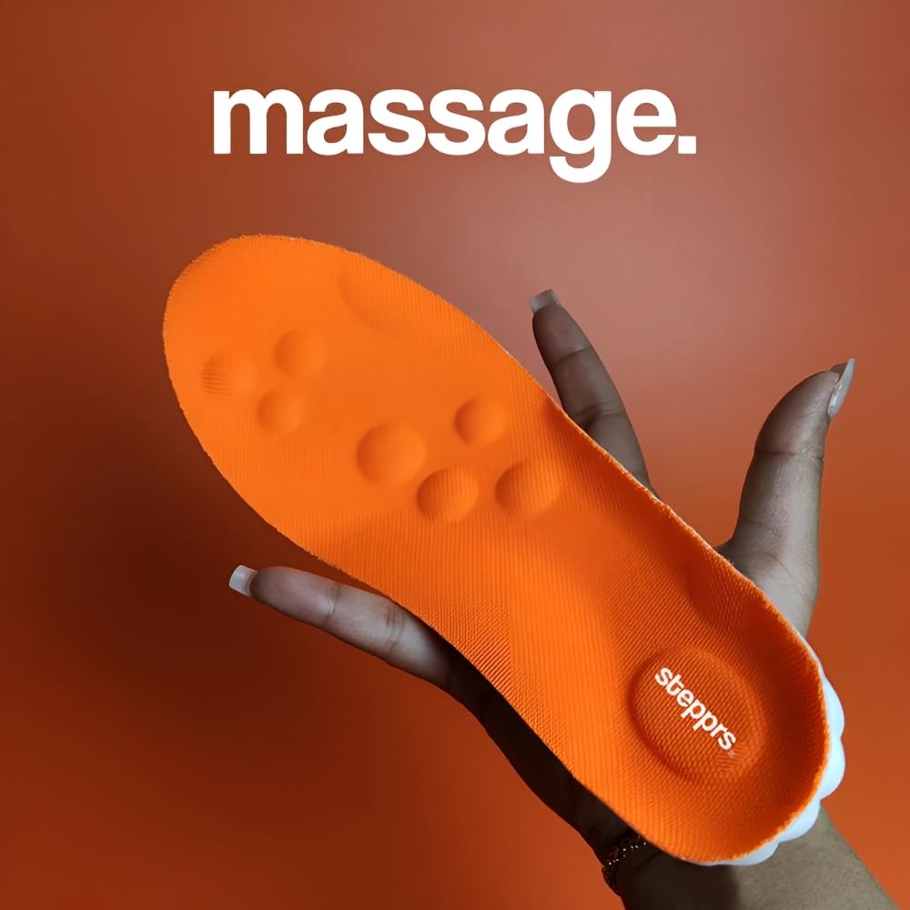 Original Stepprs Comfort Boosting Massage Insoles, 4D Memory Foam Thermal Insoles with Arch Support for Men and Women (Orange, EU 43-44) — view 5