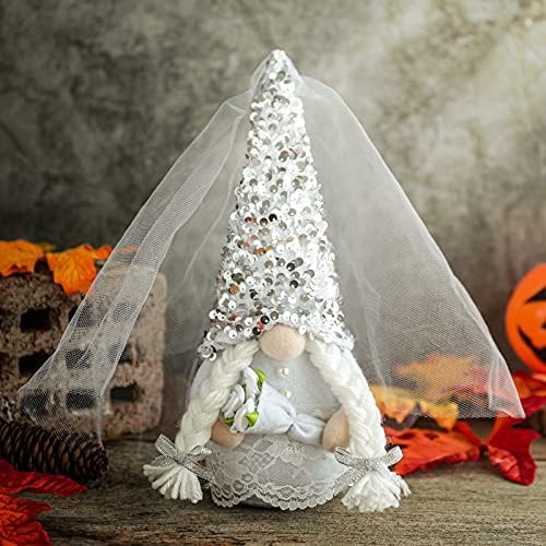 Wedding Gnome Plush | FVCENT Pair of Wedding Dress Bride and Groom Gnome Doll Couple Decoration,Romantic Handmade Scandinavian Tomte Handmade,Easter Valentine's Day,Anniversary Presents (Wedding)