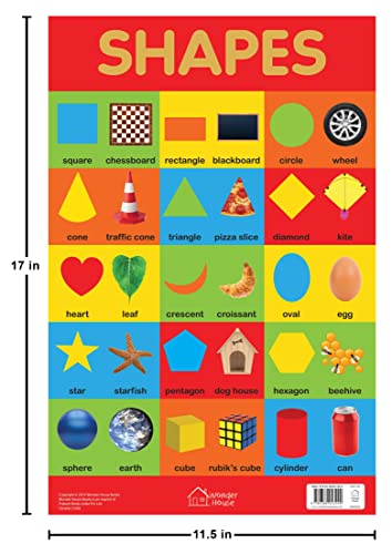 Shapes Chart - Early Learning Educational Chart For Kids: Perfect For Homeschooling, Kindergarten and Nursery Students (11.5 Inches X 17.5 Inches)