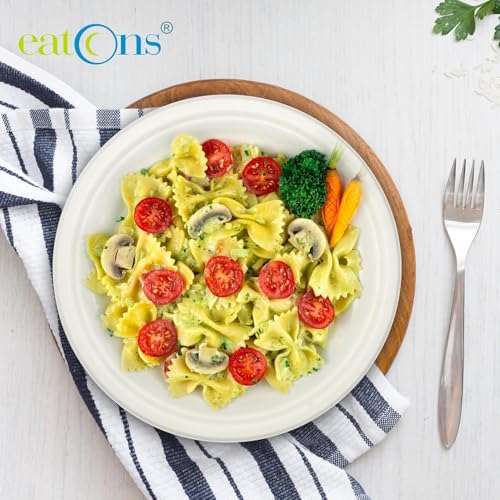 Image of EATONS 6 Inch Bagasse Disposable Plates | Eco-Friendly Biodegradable Compostable Sugarcane Plates | Quarter Plate | Serve Snacks | Birthday, Wedding, Party | Round | White (5 Pack)