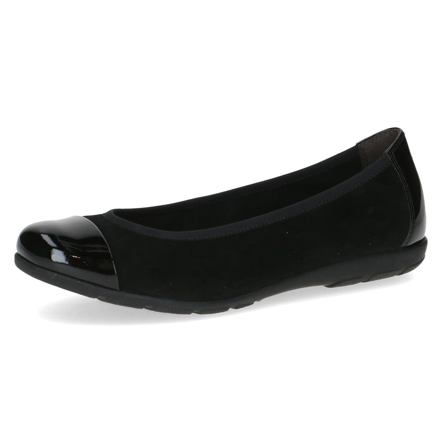 CAPRICE Women Ballet Flats Leather Comfortable, Black (Black Sue Comb), 3.5 UK