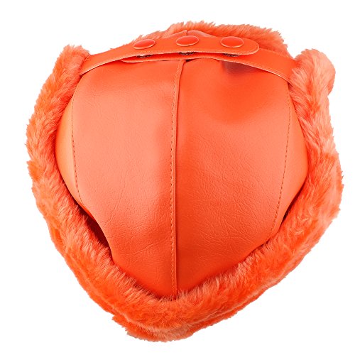 High Visibility Fur Trimmed Vinyl Trooper Aviator Winter Hat - Orange - XL