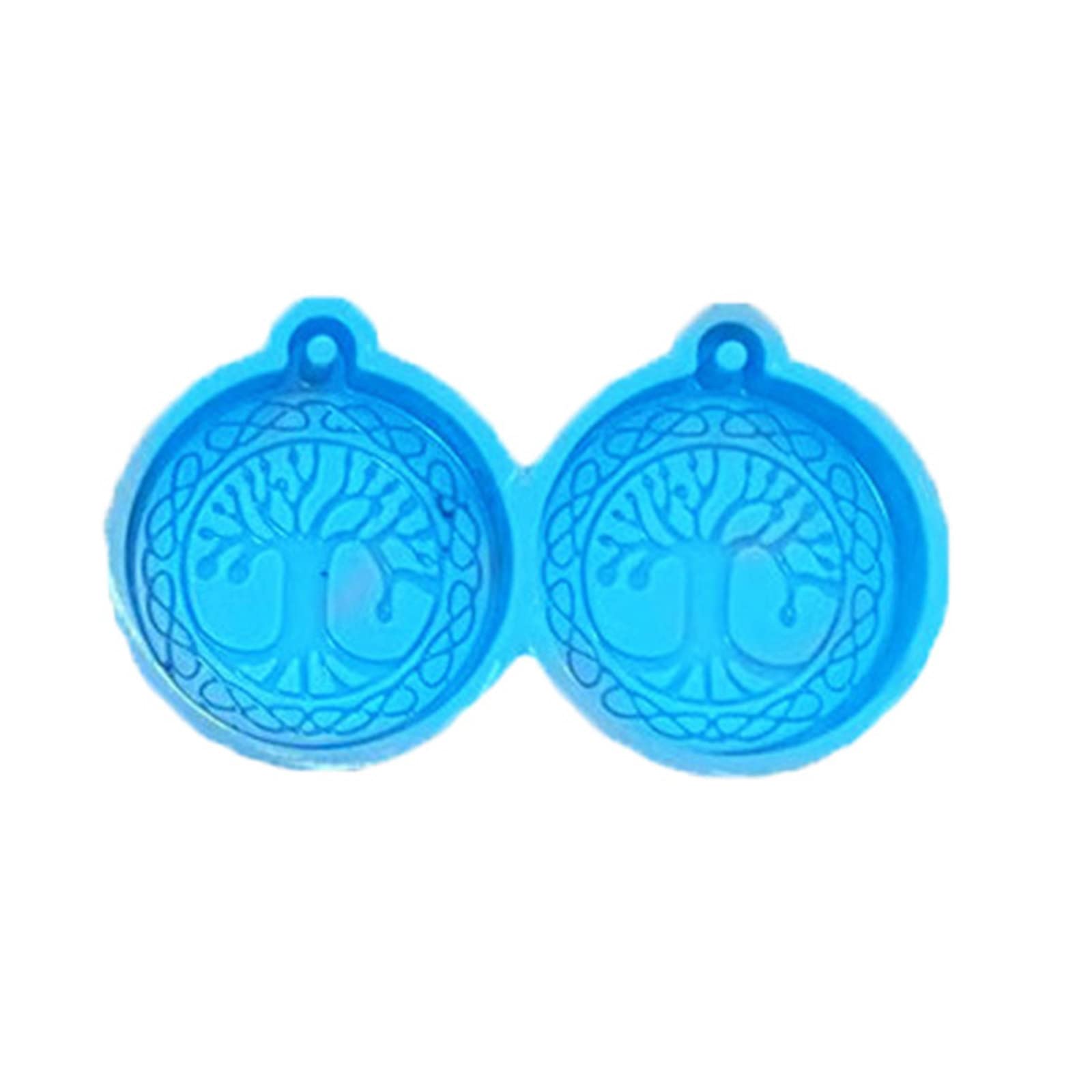 oringnat 1/4PCS Life Trees Resin Earring Mold Silicone Epoxy Earring Heart Round Pendant Keychain Ornament
