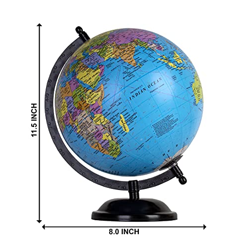 Image of Magicwand Metal & Board Political Educational Laminated Rotating World Globe with Black Metal Base【10 inch with Black Base】