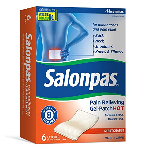 Salonpas Pain Relieving Gel Patches HOT for Back, Neck, Shoulder, Knee Pain and Muscle Soreness - 8 Hour Pain Relief - 6 Count