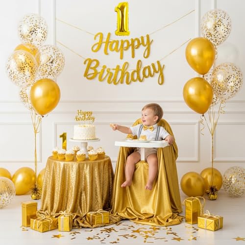 Image of TONIFUL 20 Pcs Number Balloon 2 Set 16 Inch Fat Gold 0-9 Numbers Balloons