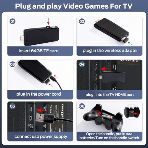 Retro Game Console, Wireless Retro Gaming Console with Built-in 9 Emulators, 25100+Games, 4K HDMI Output, Dual 2.4GHz Wireless Controller, Plug and Play Video Game Console ( Black ) - 4