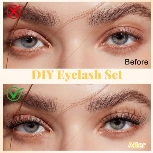 Image of MAYCREATE 100pcs Self Adhesive Lash Clusters Wispy Fake False Eyelashes 10-16mm Natural Look DIY High-end Fibers Cluster Lashes Eyelash Kit for Daily Use Party Festival
