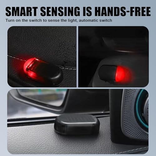 leediga 2 PCS Car Solar Alarm with USB Port, 1.96In x 0.98In x 0.59In ABS Vehicle Strobe Warning Light Accessories, Universal Anti-Theft LED Flashing Security Light for Truck SUV Car (Red)