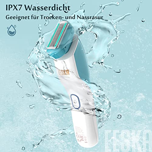 Damenrasierer elektrisch, EESKA Intimrasierer für Frauen, Elektrorasierer Damen für Armen, Beinen, Achseln und Bikinizone, IPX7 Wasserdichter Bikini-Trimmer für Damen, Aufladbar - Image 5