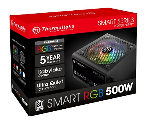 Thermaltake Smart RGB, 80+ Certified 500W ATX Power Supply with 256