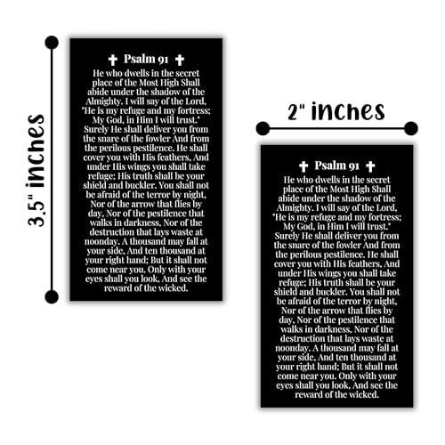 Psalms 91 Bible Verse Wallet Card in Black | 30pk 2x3.5” Prayer Card Umbrella of Protection Shelter Whoever Dwells Rest in Shadow Poster Art Bracelet Driving Keychain First Time Drivers Angel3