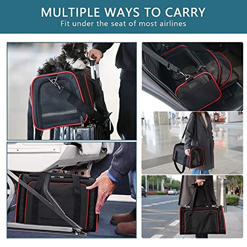 Petsfit Expandable Cat Carrier Dog Carriers,Airline Approved Soft-Sided Portable Pet Travel Washable Carrier For Kittens,Puppies,Removable Soft Plush Mat And Pockets,Locking Safety Zippers #TOP5