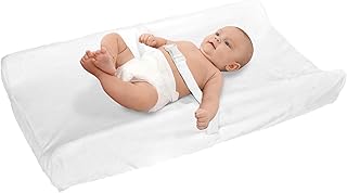 Badger Basket Waterproof Contoured Changing Table Pad for Babies with Removable Cover and Non-Skid Base - White