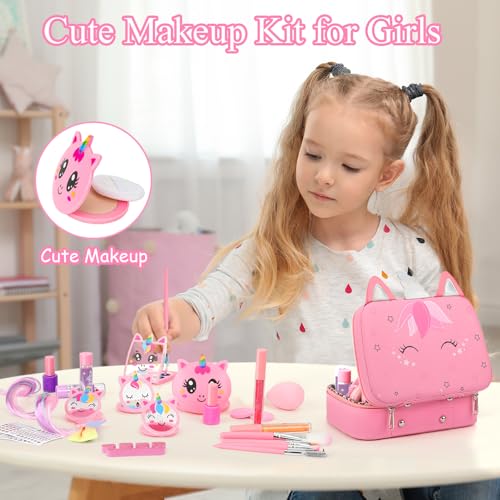 Heaning HE-K0408 Kids Washable Makeup Girls Toys - Girls Makeup Kit For Kids Make Up Set Real Makeup For Kid Little Girls Toddlers Children Princess Christmas Birthday Gifts Toys For 3 4 5 6 7 8 9 10 Year Old Girls thumb #1