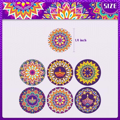 KYMY-Diwali-Party-Treat-Bags-12pcs-Diwali-Rangoli-Gift-Candy-Bags-with-Stickers-India-Festival-of-Lights-Gift-Goodie-Bags-India-Deepavali-Party-Favor-for-Indian-Celebration-Supplies-Decoration