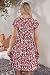 MOLERANI Damen Kurzarm V-Ausschnitt Button-Down Midi Skater Kleid mit Taschen Extra Floral Rot L
