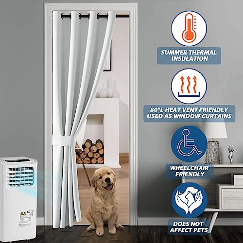 Shineland White Ash Doorway Curtain For Interior Door,Fits Opening 24,28,30,32,36 Inch,80 Inches Long,Alternative To 78'' - 80'' Accordion Door/Barn Door/Bifold Door/Folding Door/Closet #TOP5