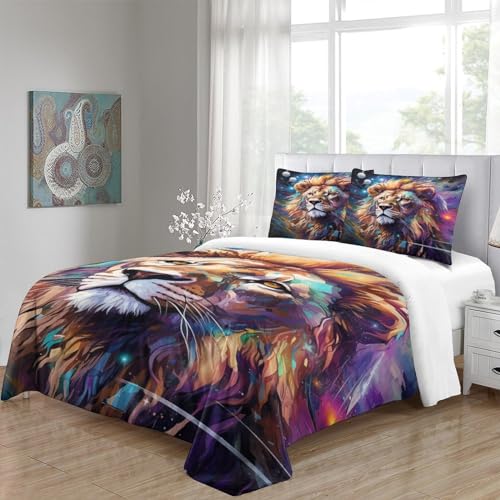 Funda nórdica de león 3D microfibra suave juego de cama infantil double 200x200 con fundas de almohada 5