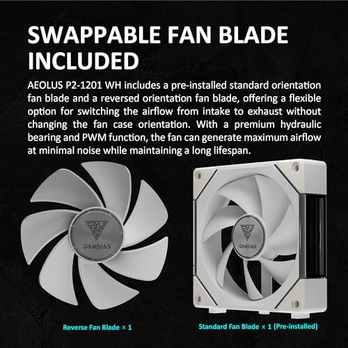 Image of GAMDIAS Aeolus P2-1203U 120mm ARGB PWM Fan(3 Fan Pack w /USB Hub), Include Reverse Fan Blade x3, ARGB Sync Ready, Easy Installation & Cabless Daisy-Chain Design, Silent Operation, Up to 2400RPM, White