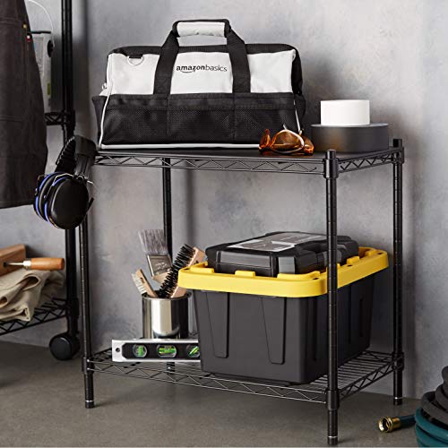 Amazon Basics 2-Tier Stackable Storage Shelf, Black, 13.3 D X 23.2 W X 22.2 H In #TOP4