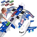 Tyyseis Airplane Race Track Kids Toys with Lights and Sound,Foldable 4 Layer Track Toy Set,Aairplane with Game Mat, Airplane Racing Cars,Christmas Birthday Gifts for Age 3 4 5 6+Years Old Boys Girls