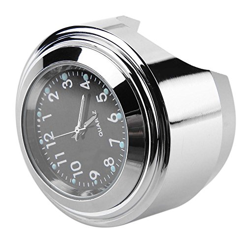 PiniceCore wasserdichte 22/25 mm Motorrad-Lenkerhalterung Zifferblatt Uhr für Harley (schwarz)
