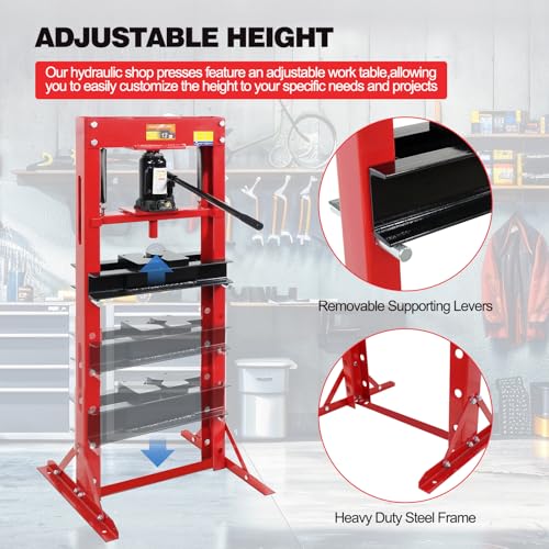 Garveetech DW5RKO5EX6ZXSRDRUCFDZGMBU6K 12T Hydraulic Press,12 Ton H-Frame Garage Floor Hydraulic Benchtop Press Adjustable Hydraulic Shop Press thumb #4